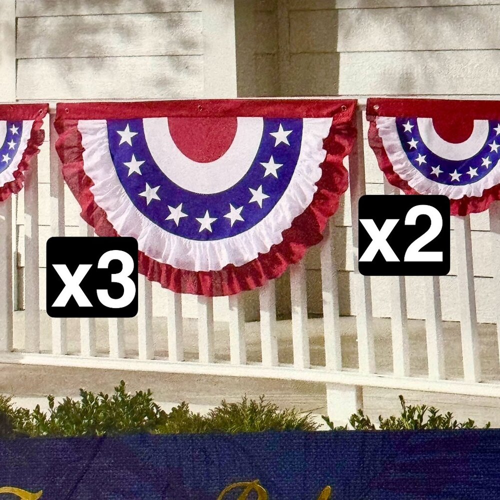 5pc Tommy Bahama American Flag Bunting 3 Large 2 Small SET July 4th Deck Mantel